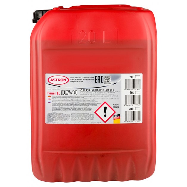 Моторное масло Astron Sprint Power LL 10W-40, 20л