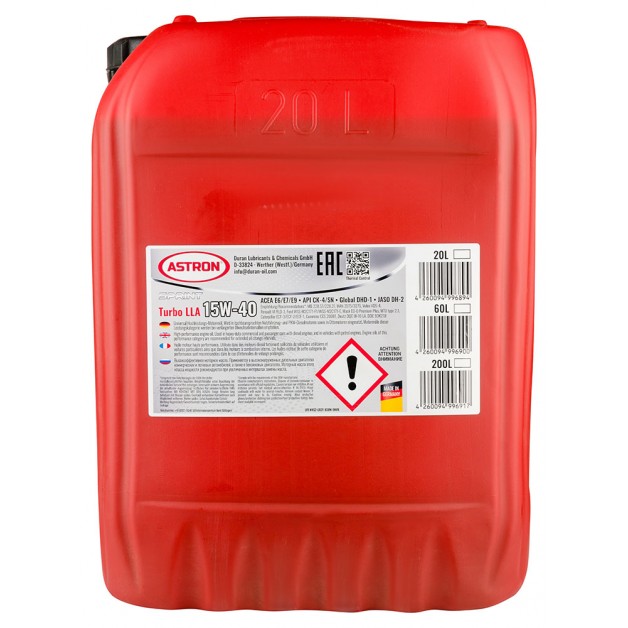 Моторное масло Astron Sprint Turbo LLA 15W-40, 20л